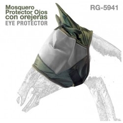 Mascara antimoscas con velcro para caballos con orejeras.